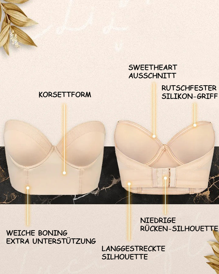 Rutschfester Trägerloser BH für Damen mit Tiefem Rücken und Langem Mehrwegigem Push-up BH