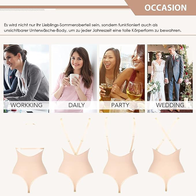 Nahtloser Bauchweg Bodysuit Po-Lifter Tanga Rückenfreier Body Shaper