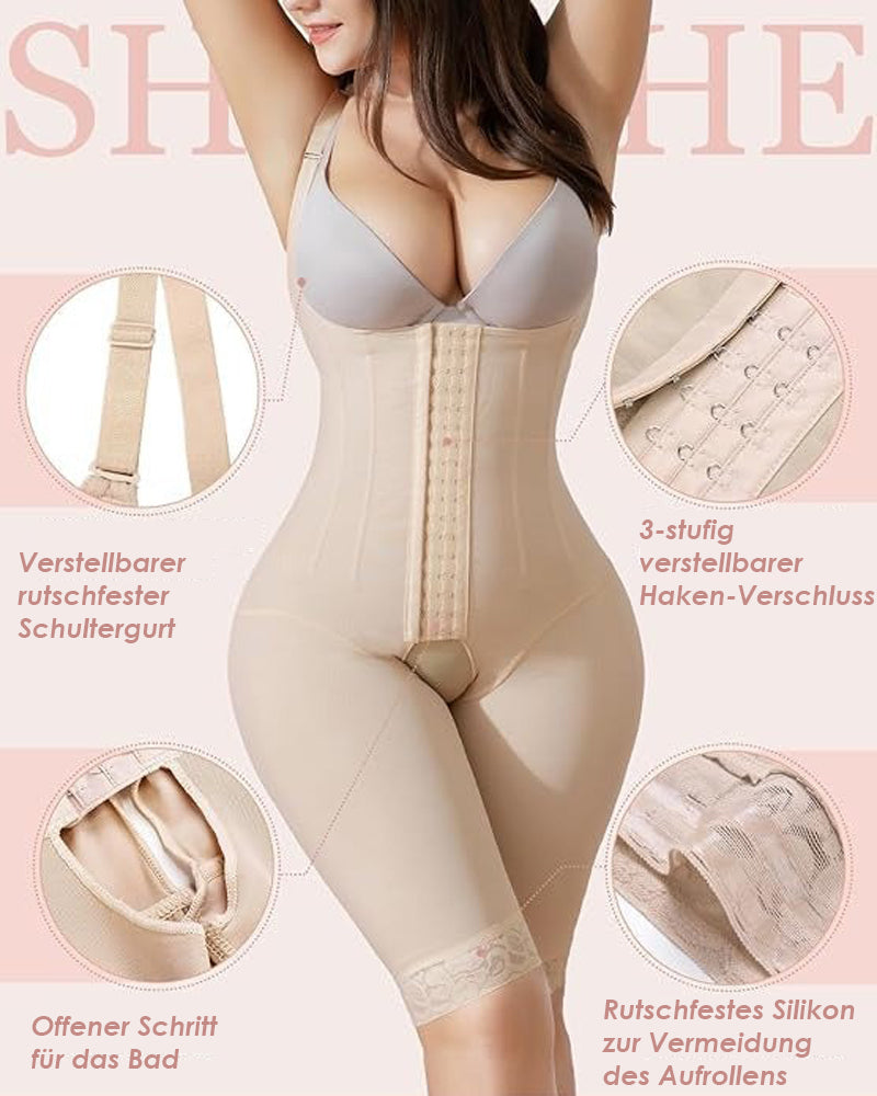 Shapshe® Shapewear für Damen, beige, Bauchkontrolle, Stahlknochen-Body mit breitem Riemen