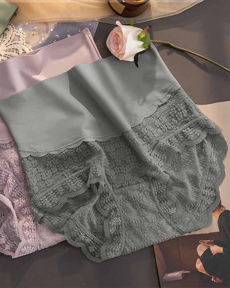 Antibakterielle Unterwäsche mit Hoher Taille Bauchweg Damen Spitze Slip Große Größe