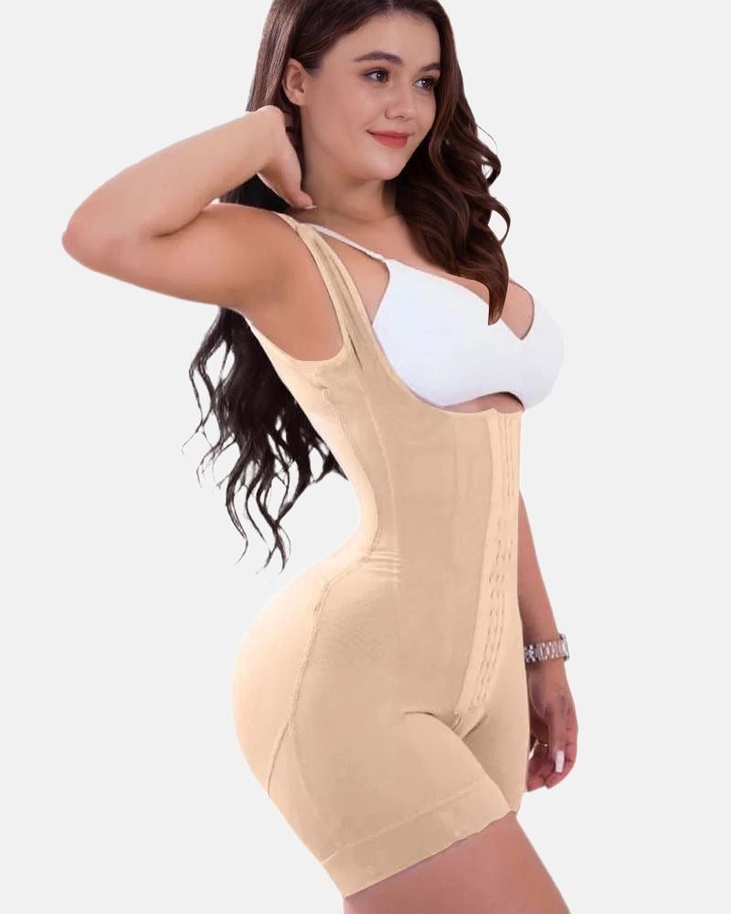 Shapshe® Feste Kompressions-Bauchkontroll-Shapewear, verstellbarer Body mit Haken- und Ösenverschluss