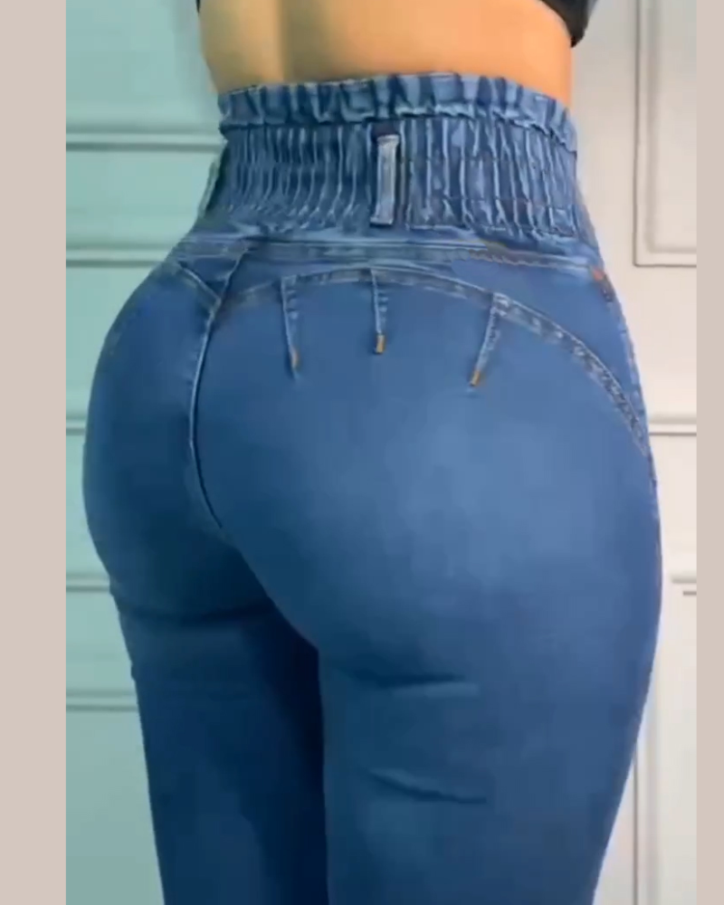 Shapshe® Dehnbare Jeans mit hohem Bund und Reißverschluss vorne