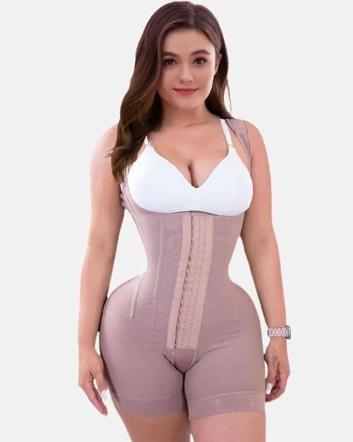 Shapshe® Feste Kompressions-Bauchkontroll-Shapewear, verstellbarer Body mit Haken- und Ösenverschluss