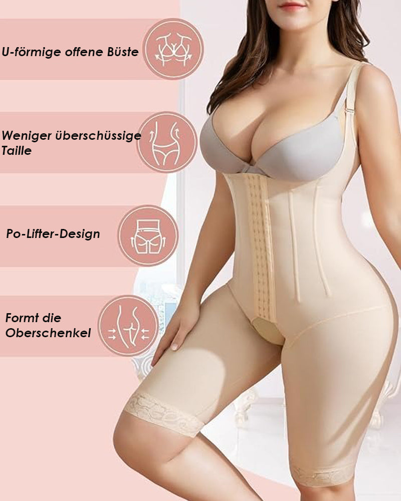 Shapshe® Shapewear für Damen, beige, Bauchkontrolle, Stahlknochen-Body mit breitem Riemen
