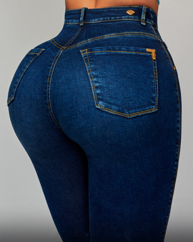 Po-Lift Push Up Knopfleiste Hohem Bund Stretch Denim Jeans