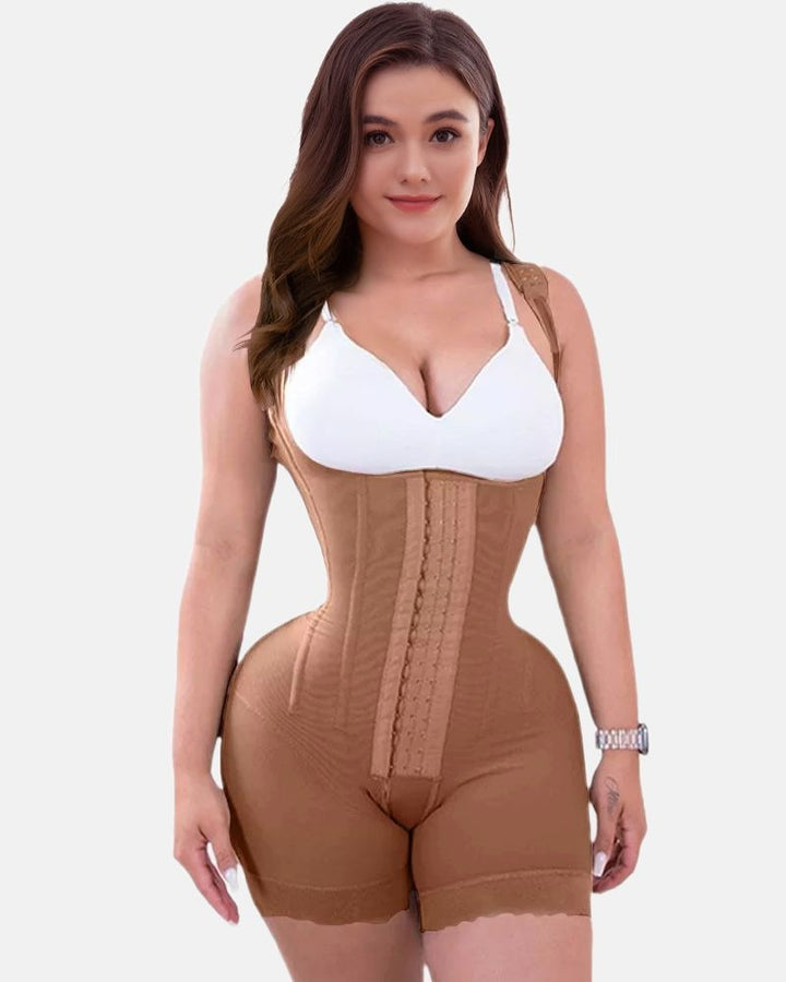 Shapshe® Feste Kompressions-Bauchkontroll-Shapewear, verstellbarer Body mit Haken- und Ösenverschluss