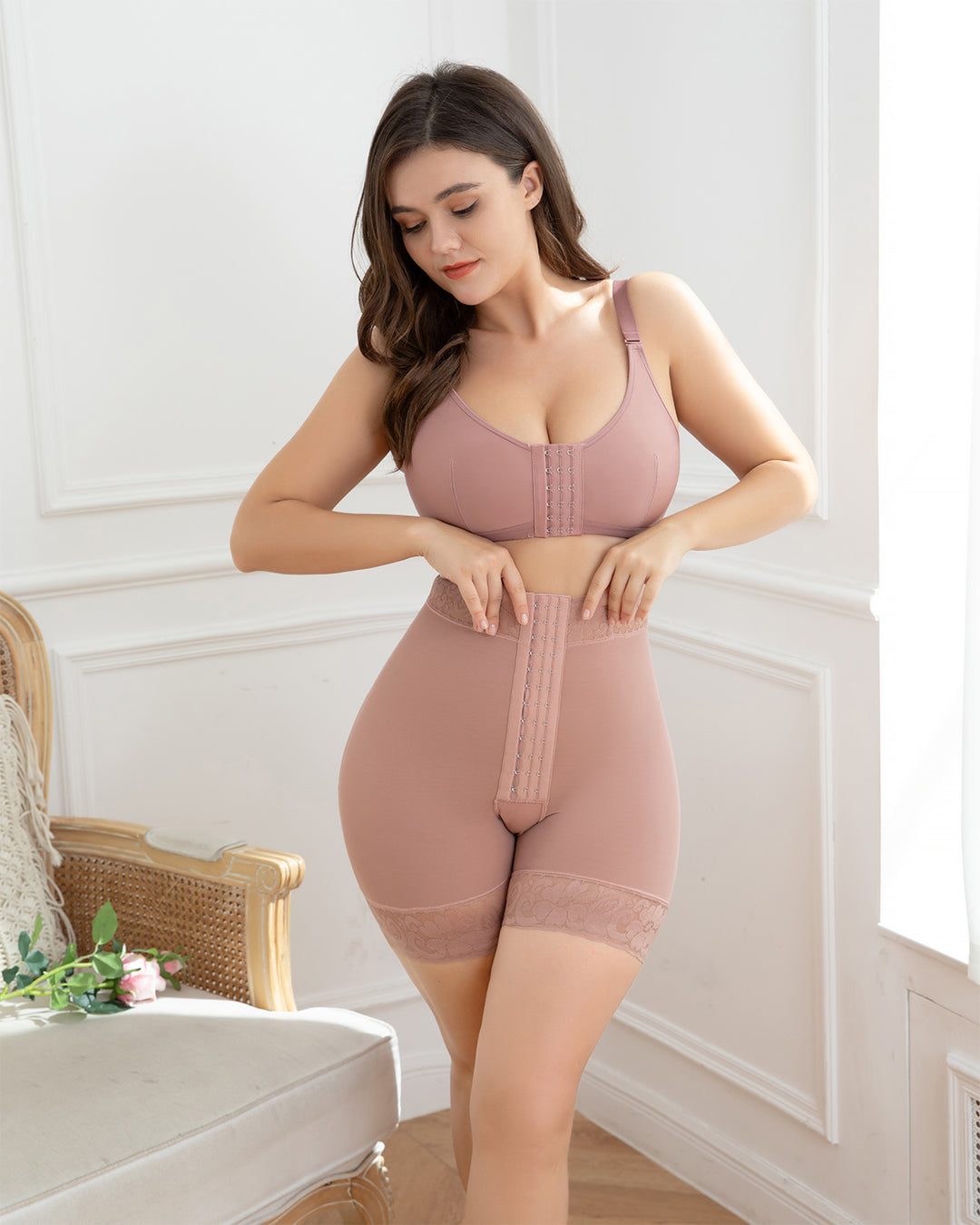 Shapshe® Damen RosybrownTummy Control Butt Lifter Schlankheitshöschen mit hoher Taille