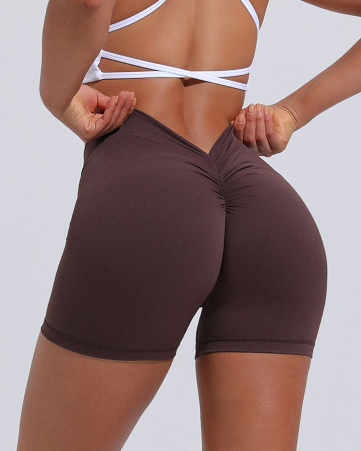 V Rücken Push up Hoher Taille Po Lift Workout Yoga Shorts