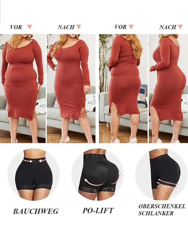 Shapshe® Po-Lifter ShapingShorts mit mittlerer Taille und Bauchkontrolle für Damen