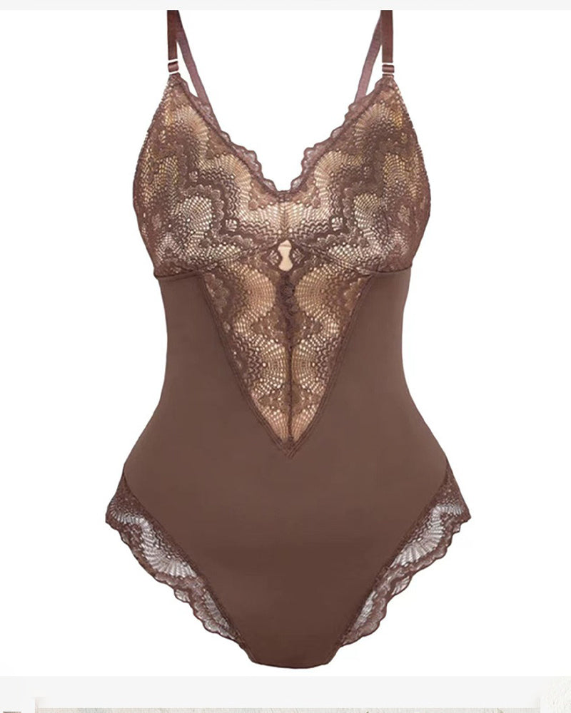 Shapshe® Modellierende Einteilige Spitzen Shapewear Bodys