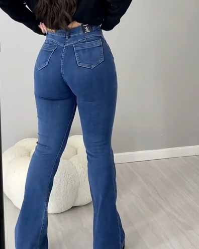 Shapshe® Damen Hoher Taille Skinny Flare Jeans mit großen Taschen