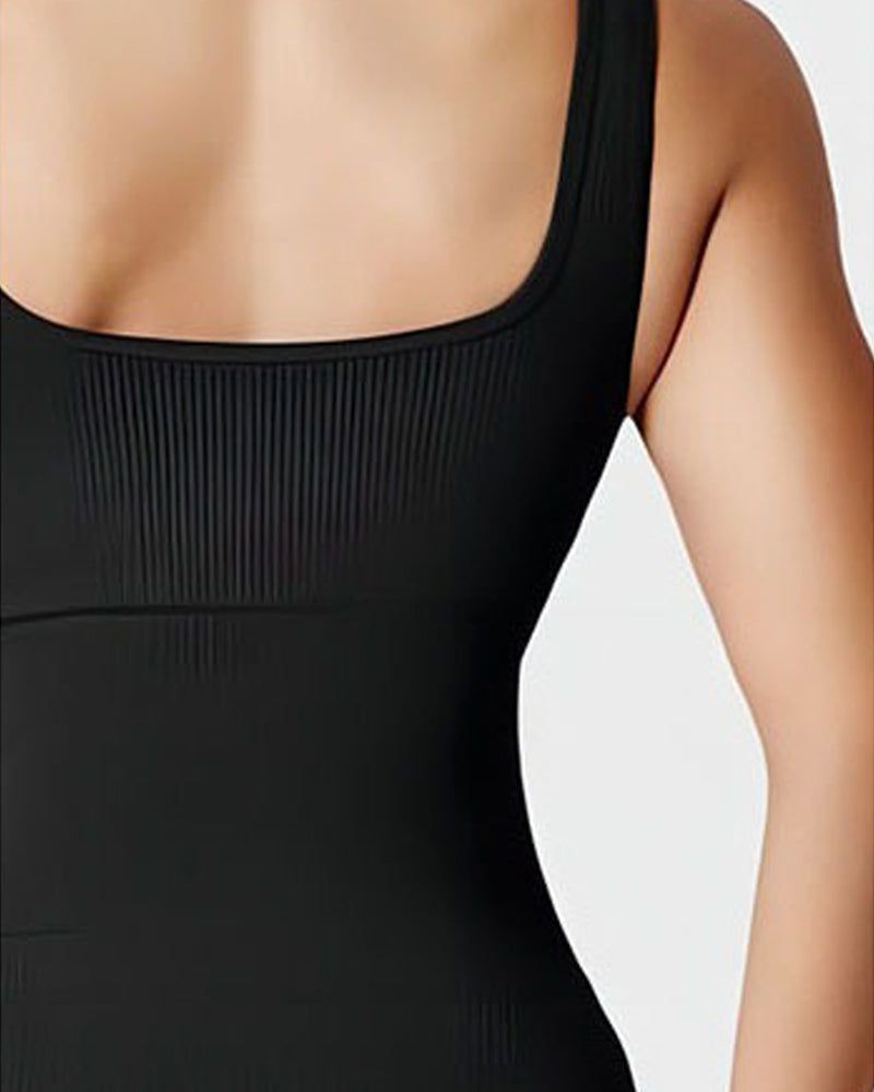Shapewear Bodys Sexy Rippen Top Ärmelos Quadratischer Ausschnitt