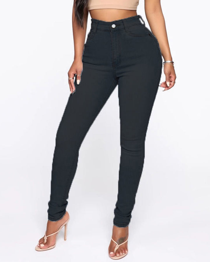 Lässige Hoher Taille Stretch Übergröße Röhrenjeans für Damen