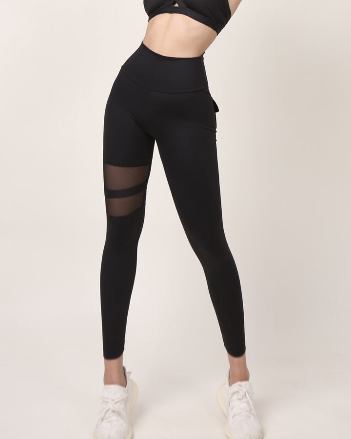 Einzigartige ausgeschnittene Tasche Mesh Yoga Hose Scrunch Bum Leggings