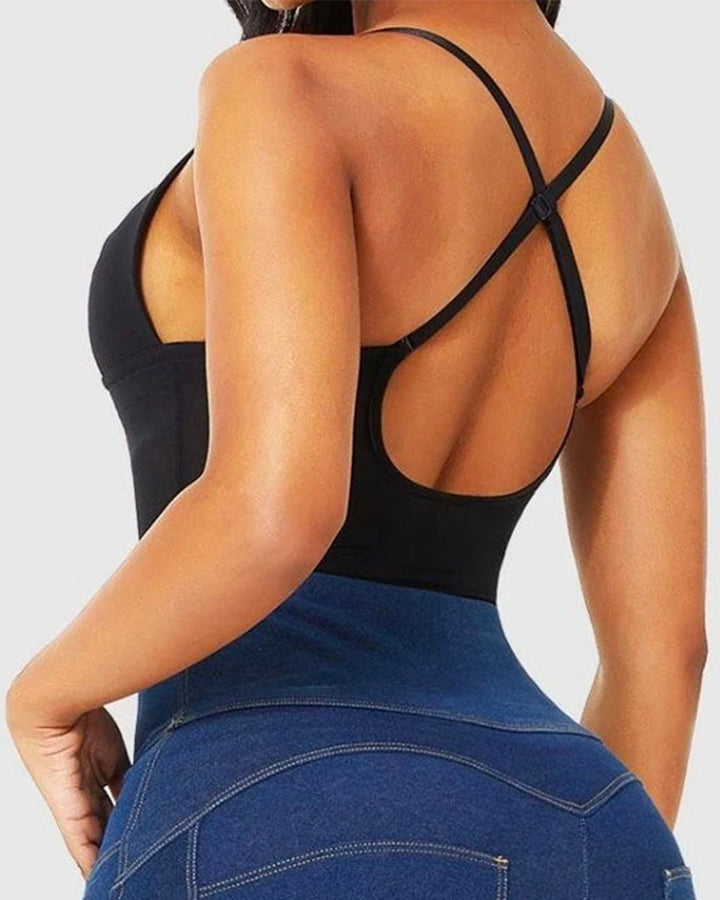 Shapshe® Damen Tiefem V-Ausschnitt Shapewear U-förmigem Rücken Nahtloser Tanga Bodysuit