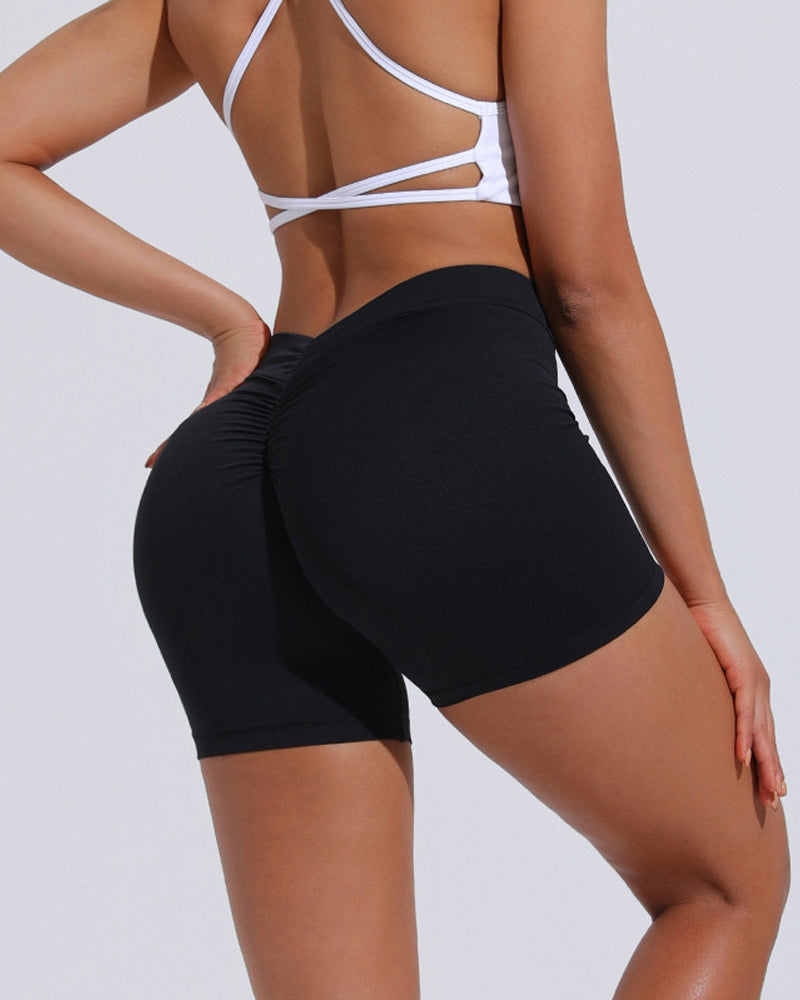 V Rücken Push up Hoher Taille Po Lift Workout Yoga Shorts