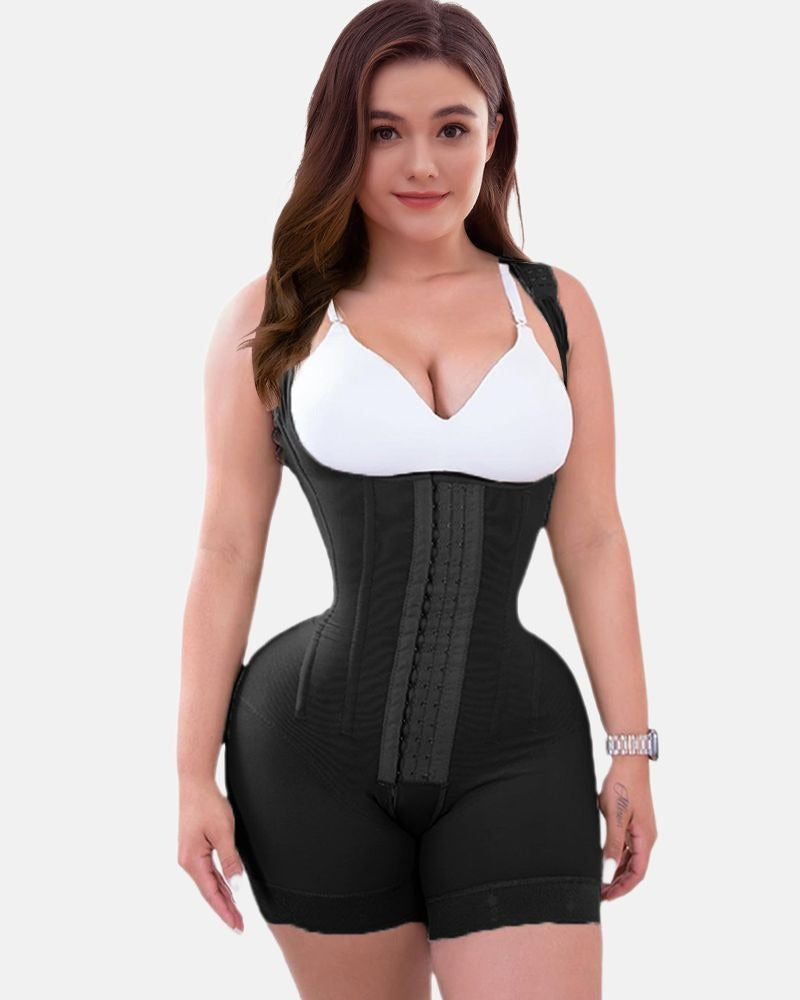 Shapshe® Feste Kompressions-Bauchkontroll-Shapewear, verstellbarer Body mit Haken- und Ösenverschluss