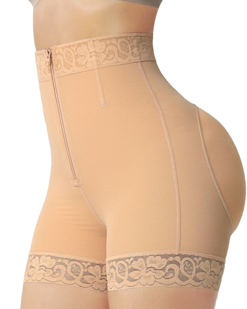 Shapshe® Hoch taillierte Po Lifter Körperformer Shorts mit Reißverschluss und nahtlosem Hüftverstärker