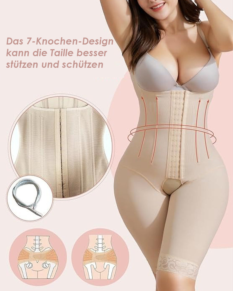 Shapshe® Shapewear für Damen, beige, Bauchkontrolle, Stahlknochen-Body mit breitem Riemen