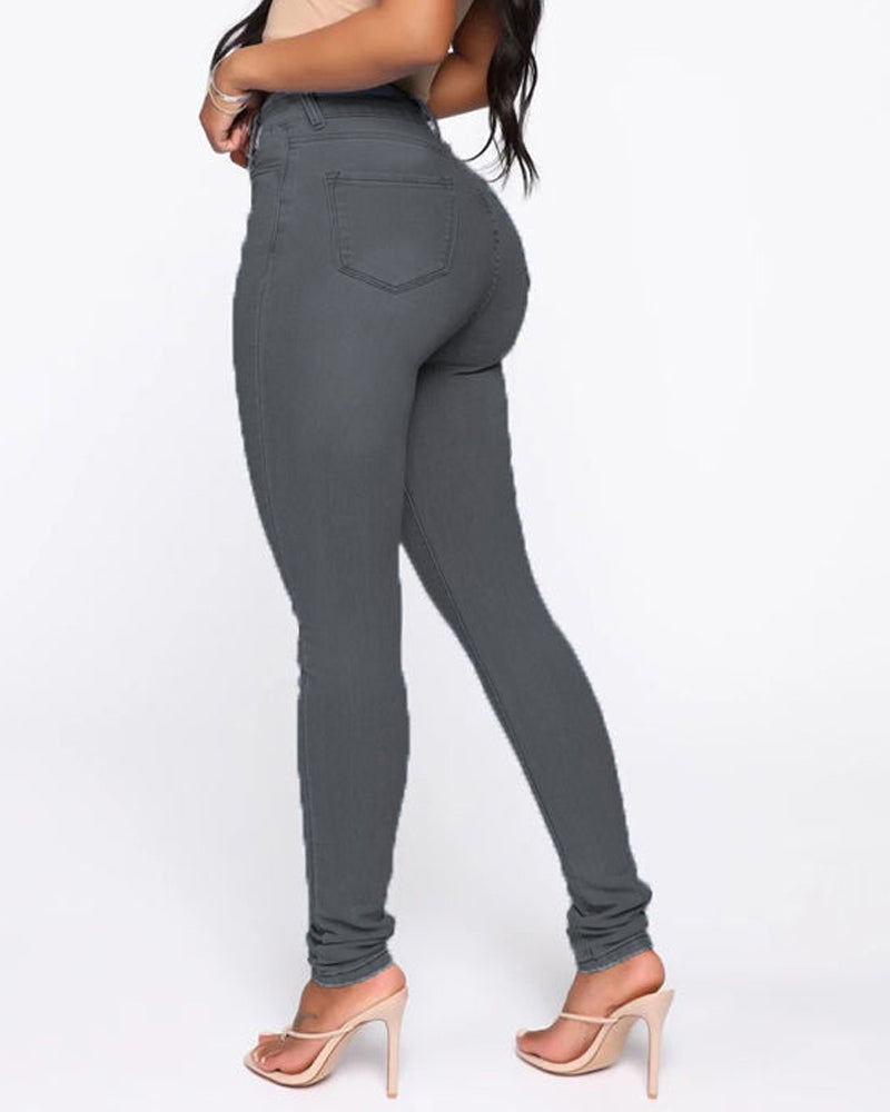 Lässige Hoher Taille Stretch Übergröße Röhrenjeans für Damen