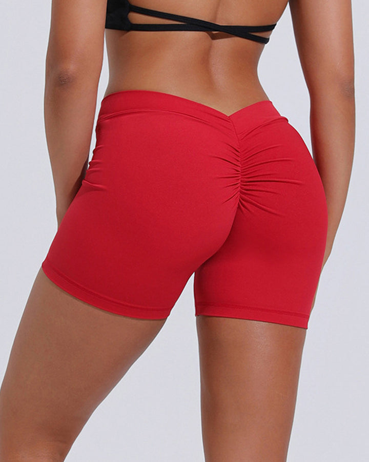V Rücken Push up Hoher Taille Po Lift Workout Yoga Shorts