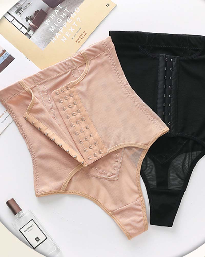 9-reihiges Hoch tailliertes Tanga Höschen mit Hüftstraffung und Oberschenkelfalte