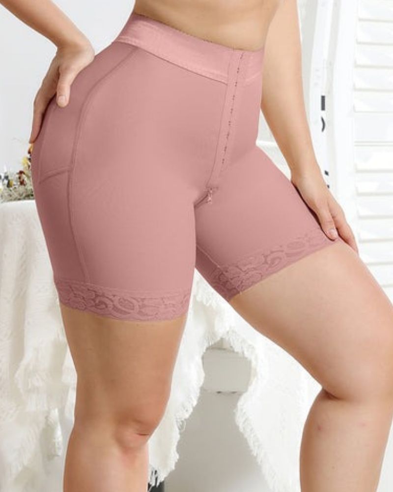 Shapshe® Rosybrown High Waist Butt Lifter Spitzenshorts