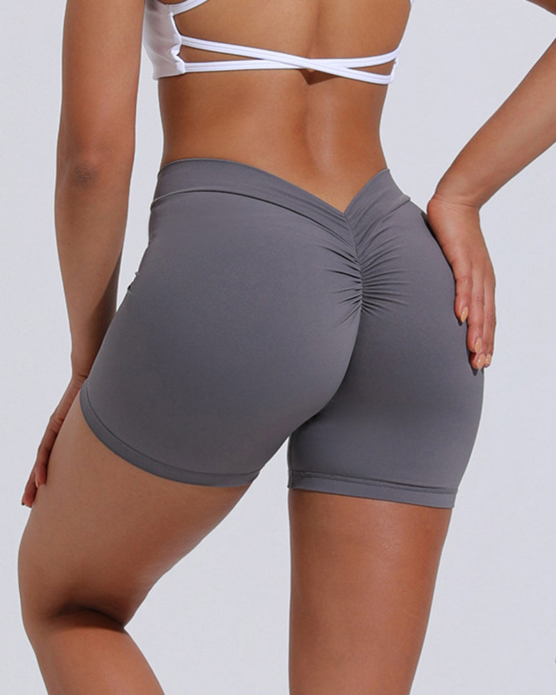 V Rücken Push up Hoher Taille Po Lift Workout Yoga Shorts