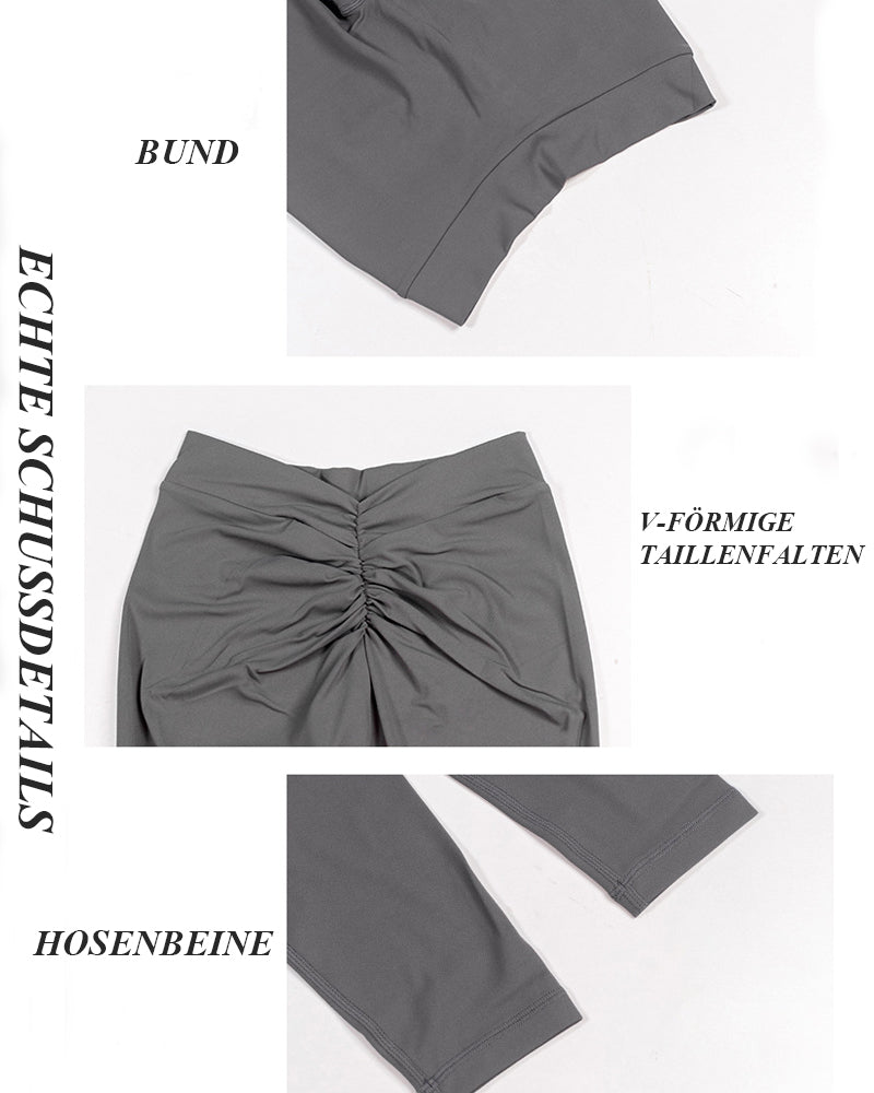 V-Rücken Scrunch Butt Lift Leggings Hohe Taille Bauchkontrolle Fitnessstudio Yogahose
