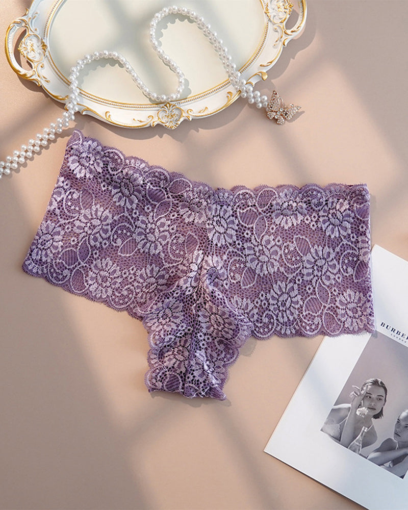 Damen Dessous Hohe Taille Blumenspitze Übergröße Sexy Bequem Unterwäsche