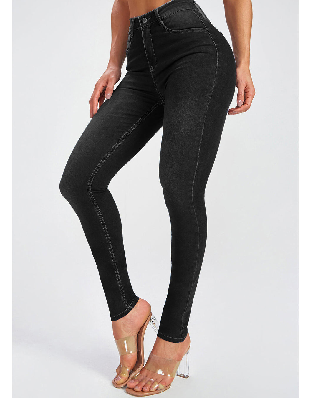 Slim Fit Stretch Bleistiftjeans mit hoher Taille