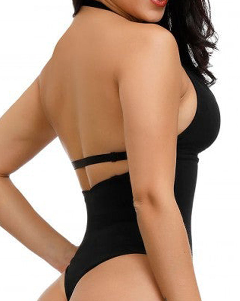 Nahtloser Bauchweg Bodysuit Po-Lifter Tanga Rückenfreier Body Shaper