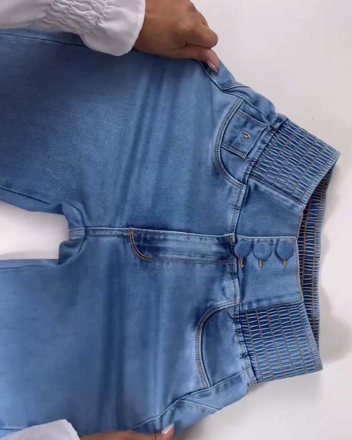 Shapshe® Damen Hohe Taille Skinny Flared Jeans Mit Elastischem Bund