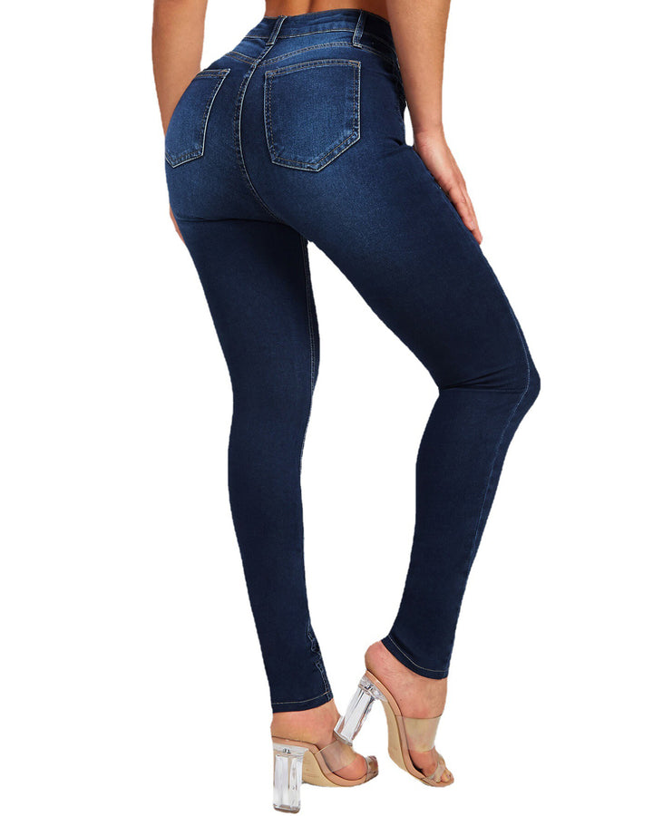 Slim Fit Stretch Bleistiftjeans mit hoher Taille