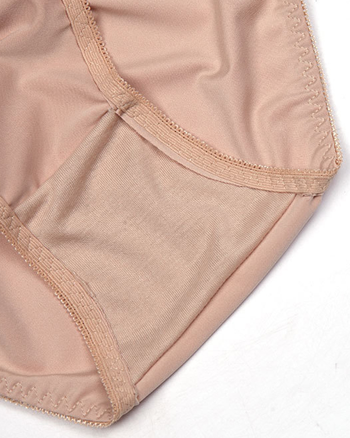 Damen Hohe Taille Zickzackmuster Shapewear Höschen Bauchweg Mesh Slips