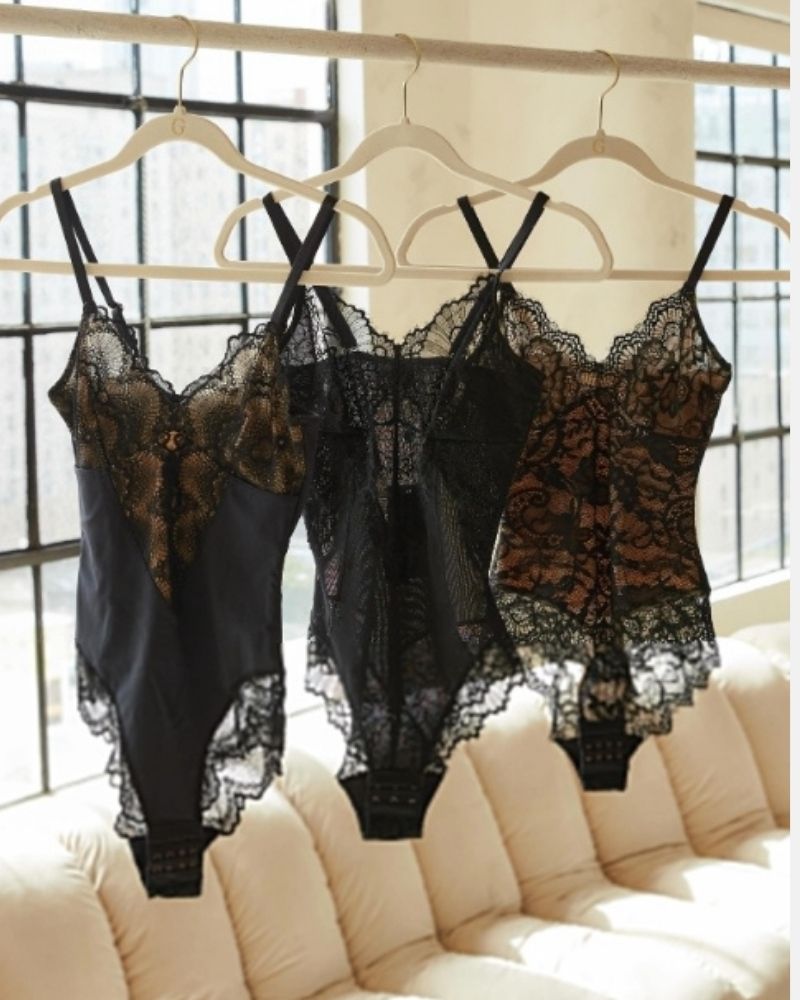 Shapshe® Modellierende Einteilige Spitzen Shapewear Bodys