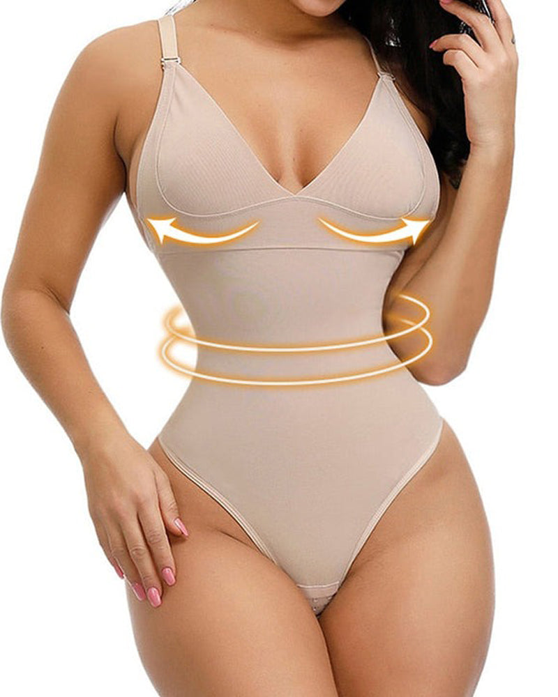 Nahtloser Bauchweg Bodysuit Po-Lifter Tanga Rückenfreier Body Shaper