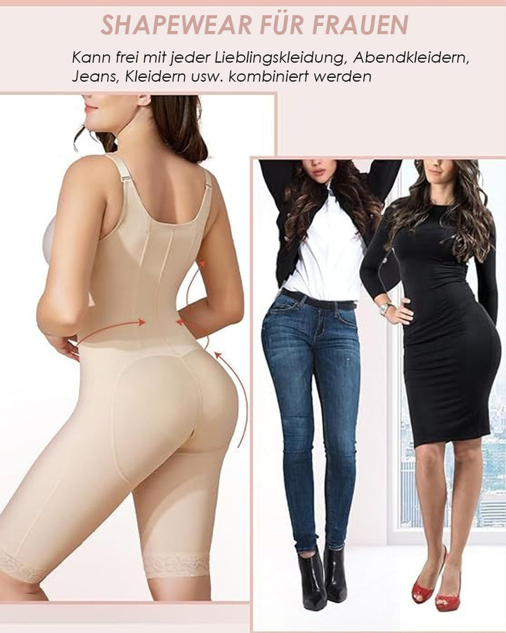 Shapshe® Shapewear für Damen, beige, Bauchkontrolle, Stahlknochen-Body mit breitem Riemen