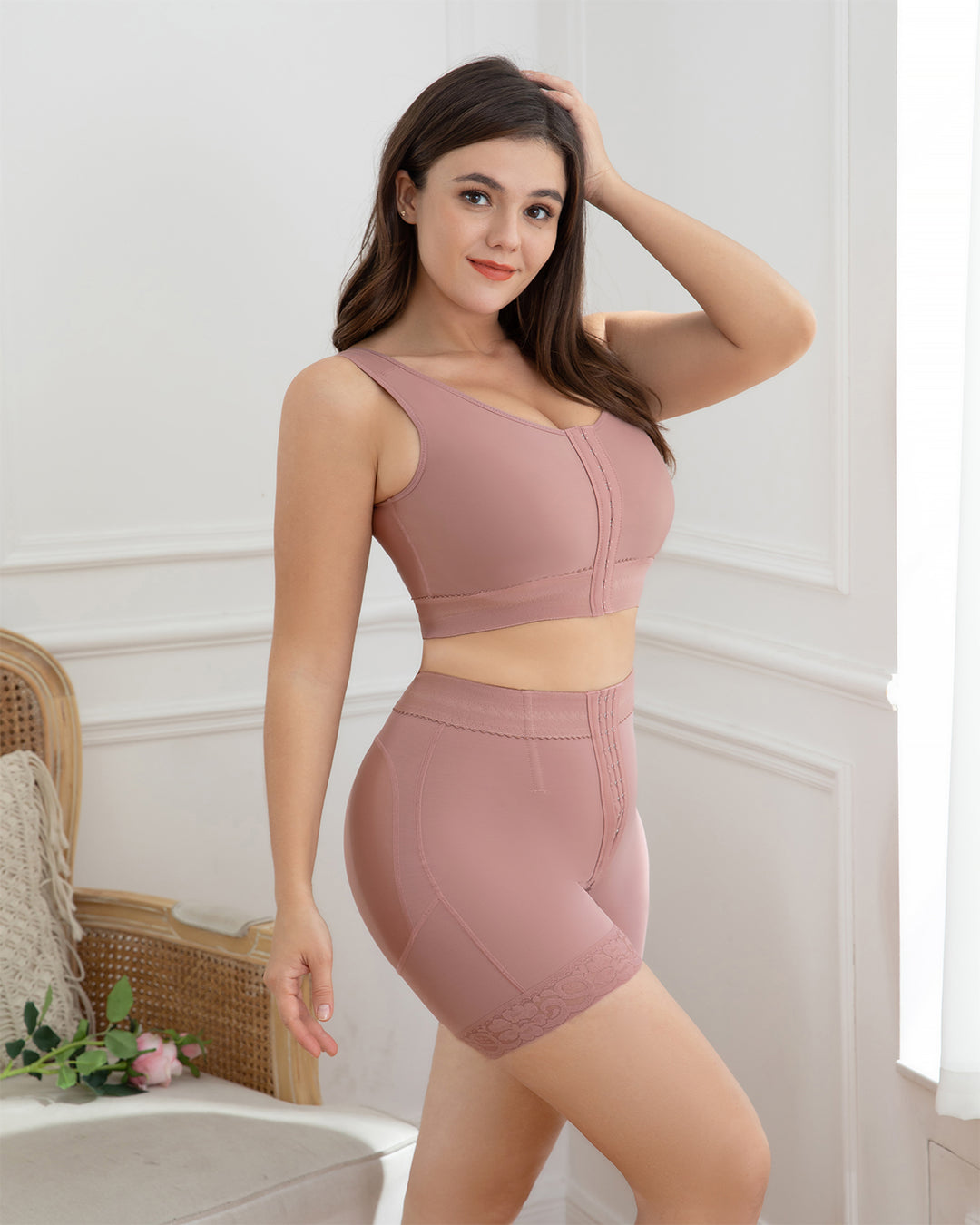 Shapshe® Damen Rosy Brown Tummy Control Body Shaper Butt Lifter Schlankheitshöschen
