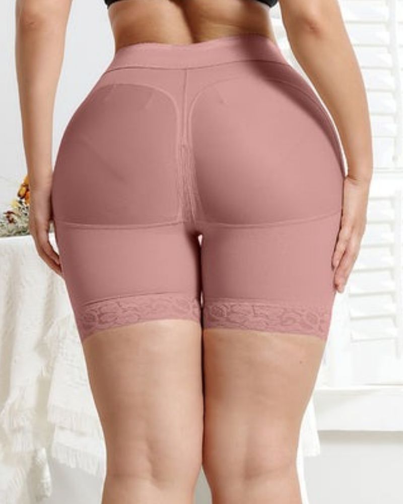 Shapshe® Rosybrown High Waist Butt Lifter Spitzenshorts