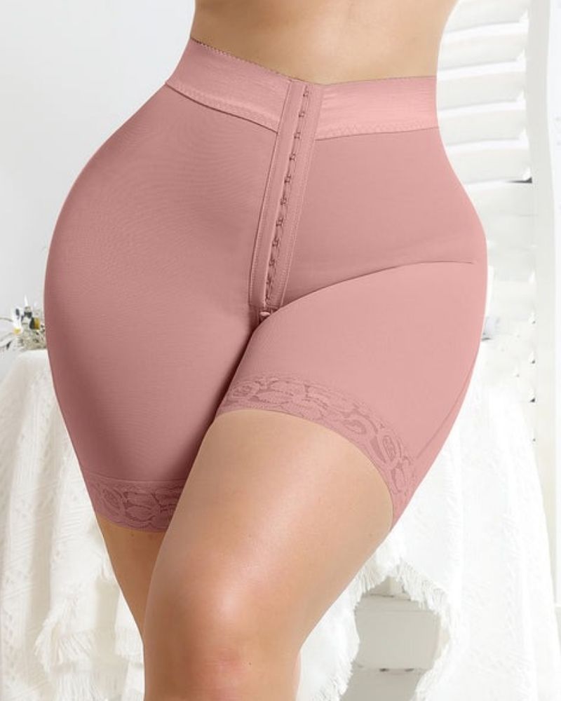 Shapshe® Rosybrown High Waist Butt Lifter Spitzenshorts