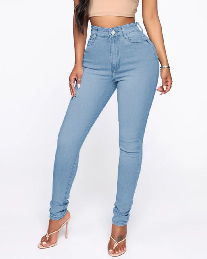Lässige Hoher Taille Stretch Übergröße Röhrenjeans für Damen